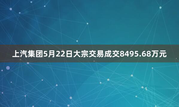 上汽集团5月22日大宗交易成交8495.68万元